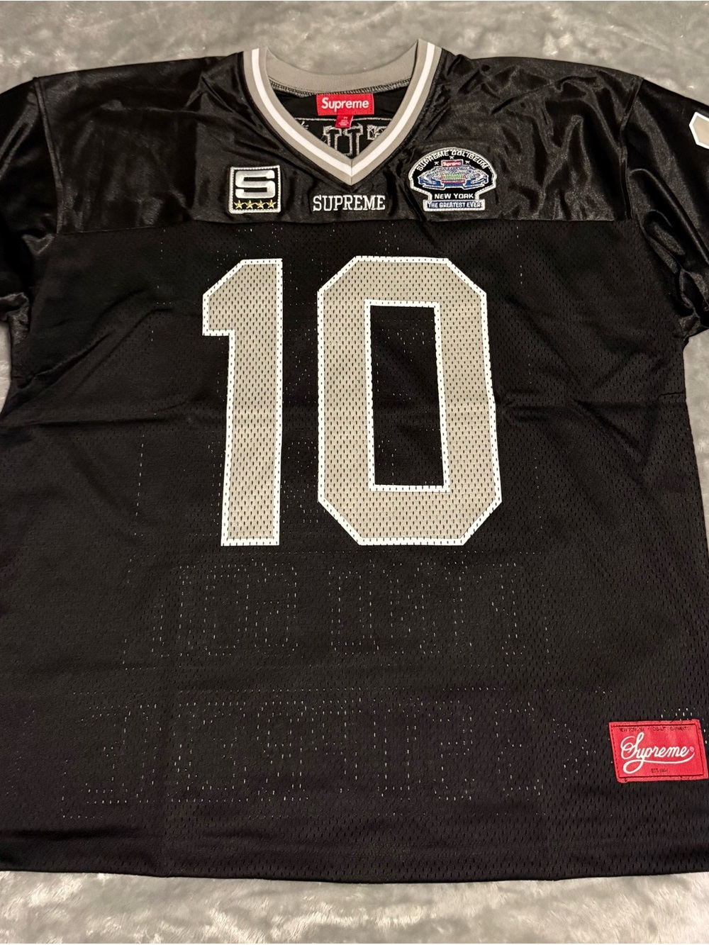 Supreme Black Mesh Jersey with Gray Number 10
